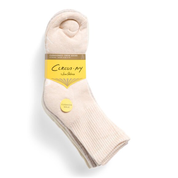 CIRCUS BY SAM EDELMAN Oatmeal 6pk Half Cushion Varsity Socks - Picture 1 of 1